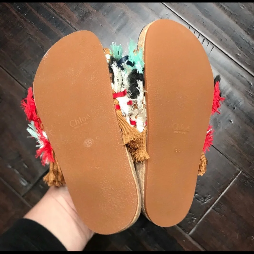 Chloe Kerenn Woven Leather Fringe Sandal Slide - Picture 6 of 11